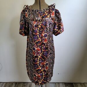 Anthropologie YASB Silk Puff Sleeve Dress Size Medium